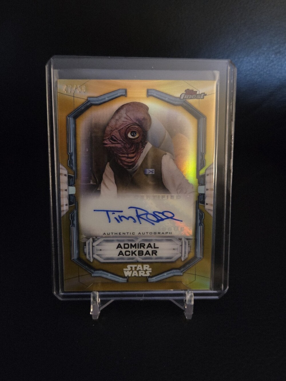 2022 Topps Finest Star Wars Gold Refractor Admiral Ackbar Autograph card #47/50